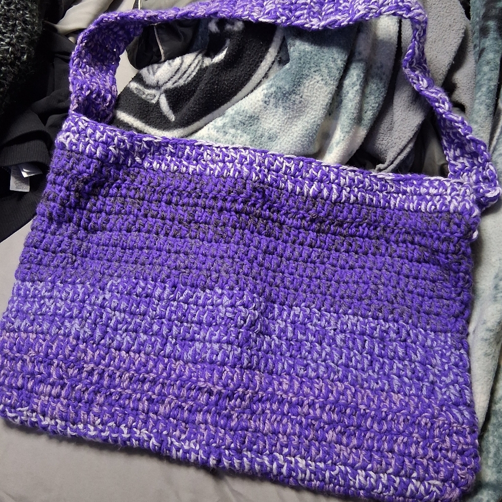 Elegant Purple Crochet Shoulder Bag